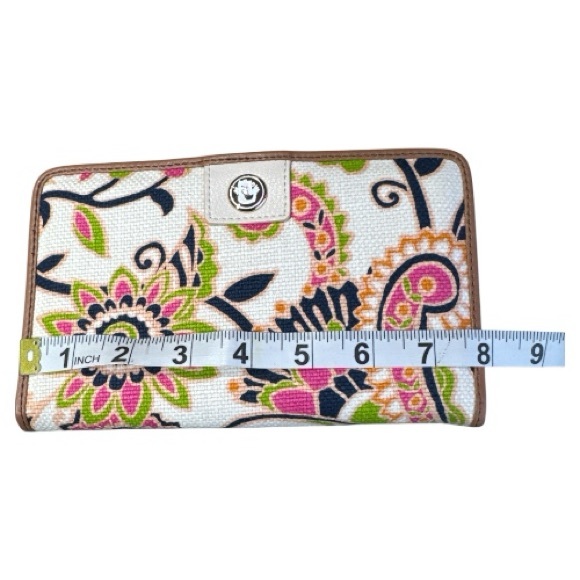 Spartina 449 High Ebb Snap Fold Natural Linen Genuine Leather Wallet - Picture 5 of 7